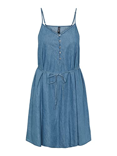 Pieces Women's PCKADA SL Dress BC Kleid, Light Blue Denim, S von PIECES