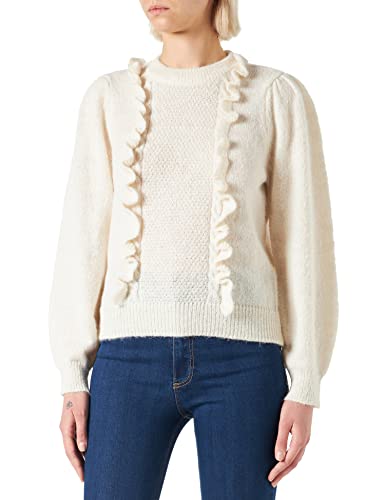Pieces Women's PCMARLEY LS O-Neck Knit BC Pullover, Antique White, S von PIECES