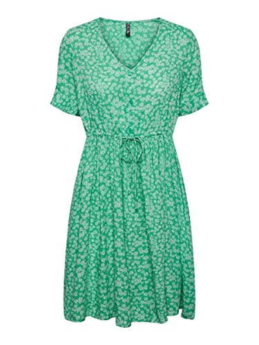 Pieces Women's PCNYA SS Dress BF Kleid, Irish Green/AOP:Flower, XS von PIECES