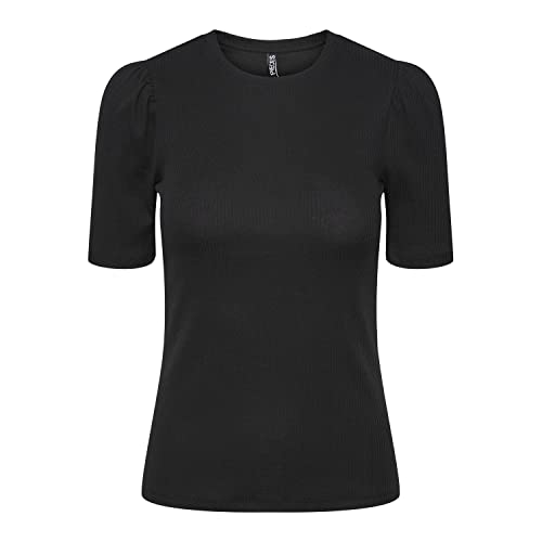 PIECES Damen Pcruka Ss Puff Top Noos, Schwarz, M von PIECES