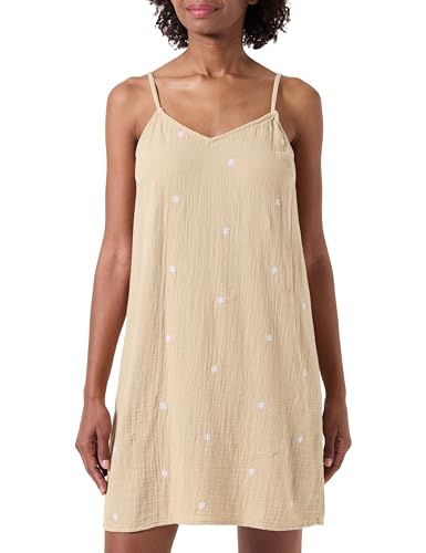 PIECES Women's Pcmaya Strap Short Dress, Safari/Detail:Bright White Embroidery Flowers, X-Small PIECES Women's Pcmaya Strap Short Dress, Safari/Detail:Bright White Embroidery Flowers, X-Small von PIECES