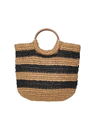 PIECES Damen Pcklaudia Daily Bag Sww Tasche, Nature/Stripes:black, Einheitsgröße EU von PIECES