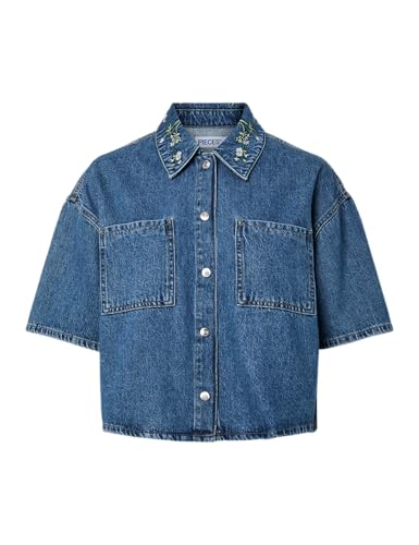Pcsky Embroidery 3/4 Denim Shirt Bc von PIECES