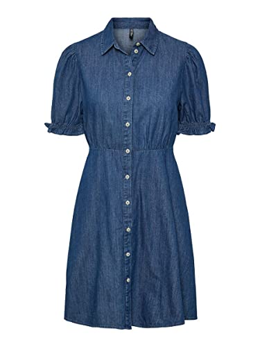 Pieces Damen Pchope Shirt Dress Bc Kleid, Medium Blue Denim, XS EU von PIECES