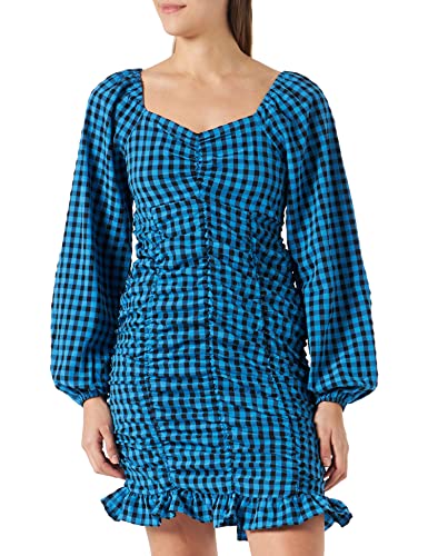 Pieces Damen Pcnoelia Dress Kleid, Blue Aster/Checks:Check, S EU von PIECES