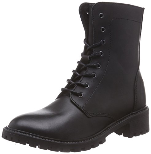 Pieces Damen Psuda Leather Laces Combat Boots, Schwarz (Black), 36 von PIECES