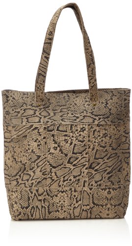 Pieces Dina Leather Net Leo 17052016 Damen Shopper 34X39X13 cm (B X H X T), Beige (Creme) von PIECES