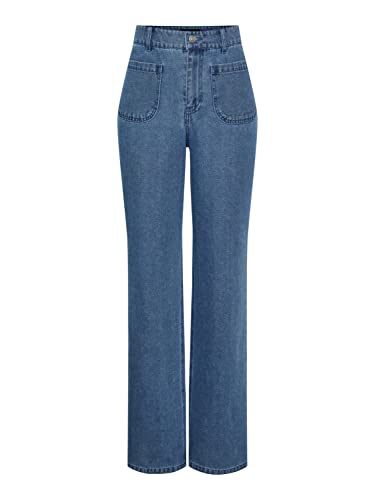 Pieces Women's PCAMA HW Wide Jeans LB BC Jeanshose, Light Blue Denim, XS von PIECES