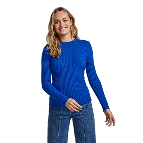 Pieces Women's PCCRISTA LS O-Neck Knit NOOS BC Langarmshirt, Princess Blue, L von PIECES