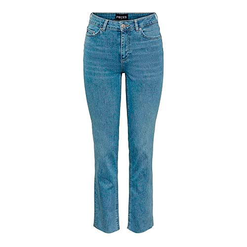 Pieces Women's PCDELLY Straight MW ANKL LB124 NOOS BC Hose, Light Blue Denim, XSW / 30L von PIECES