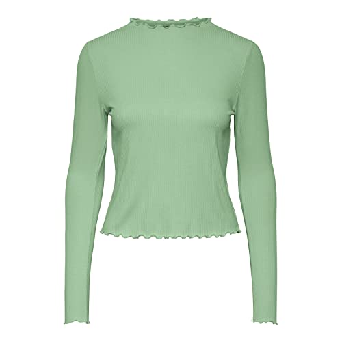 Pieces Women's PCNICCA LS TOP NOOS Langarmshirt, Quiet Green, L von PIECES