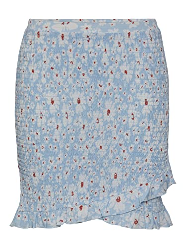 Pieces Women's PCTAYLIN HW Skirt Rock, Airy Blue/AOP:White Flower, XS von PIECES