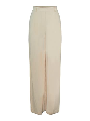 Pieces Women's PCVINSTY HW Linen Wide Pants Hose, Birch, XL von PIECES