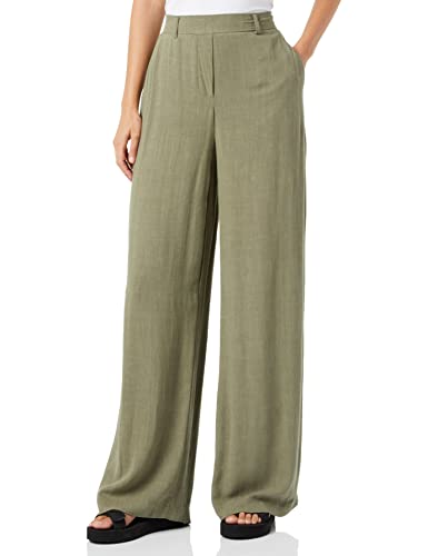 Pieces Women's PCVINSTY HW Linen Wide Pants Hose, Deep Lichen Green, XS von PIECES