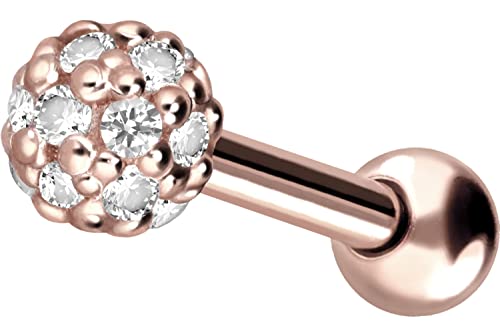 PIERCINGLINE 750er GOLD Ohrpiercing 18 KARAT KUGEL + KRISTALLE Piercing Tragus Helix Conch Roségold von PIERCINGLINE