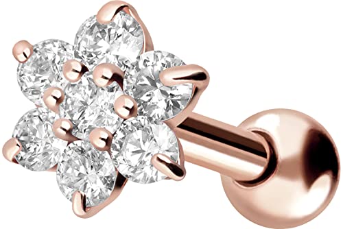 PIERCINGLINE 750er Gold Ohrpiercing | 18 KARAT | KRISTALL BLUME | Piercing Ohr Stecker | Farbauswahl von PIERCINGLINE