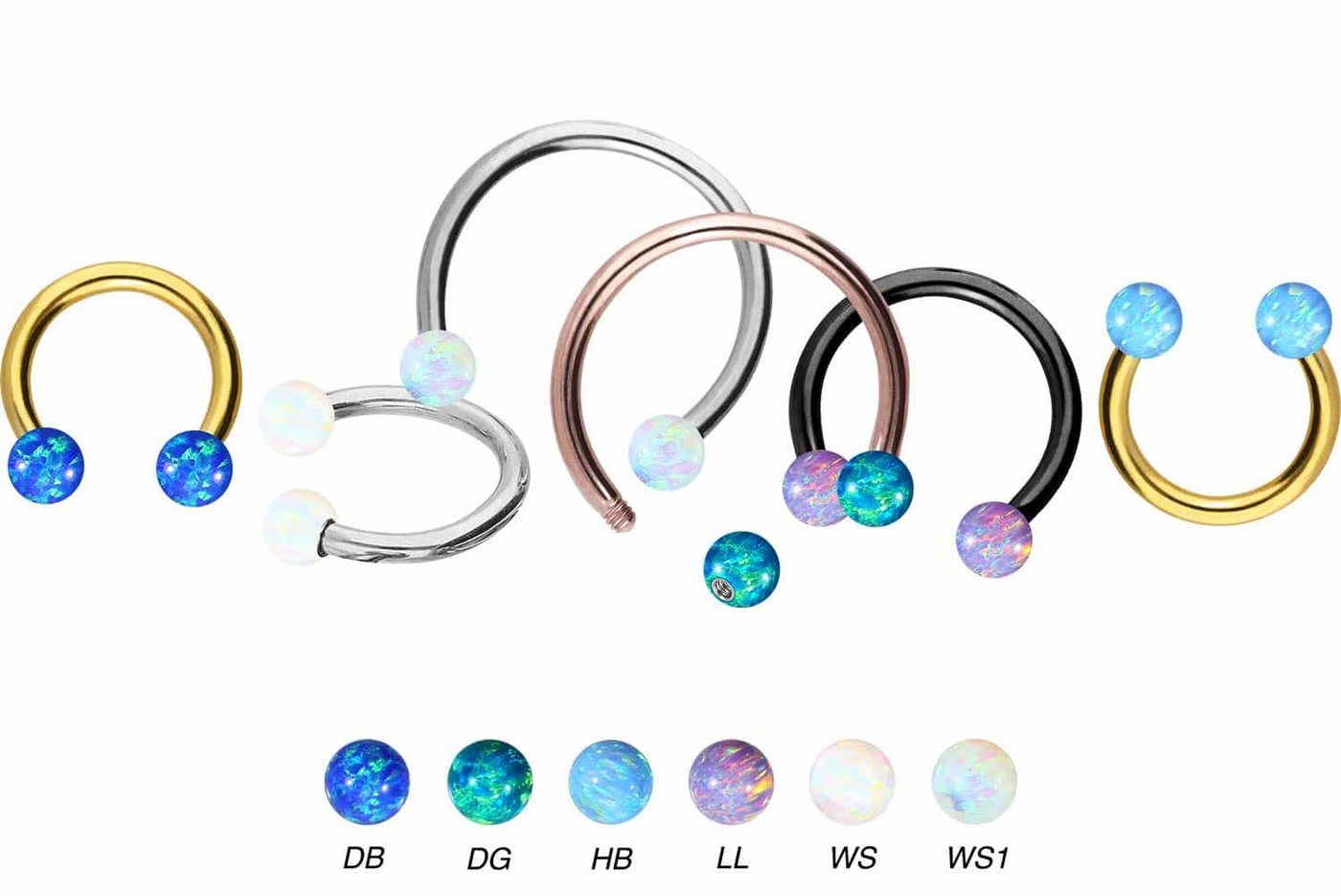 PIERCINGLINE Nasenpiercing Titan Hufeisenring SYNTHETISCHE OPALE (Hufeisen-Ringe, 1-tlg) von PIERCINGLINE