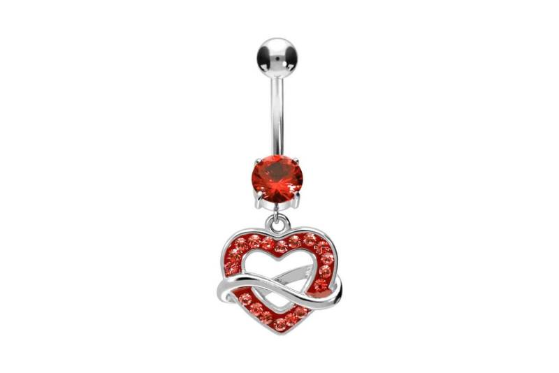 PIERCINGLINE Bauchnabelpiercing Chirurgenstahl Bananabell HERZ + UNENDLICHKEIT (Bananabells / 1 Stk) von PIERCINGLINE