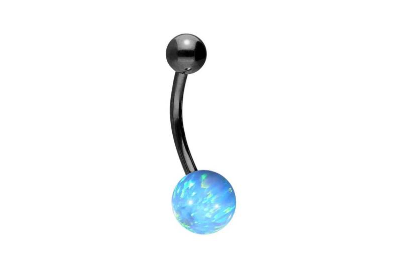 PIERCINGLINE Bauchnabelpiercing Chirurgenstahl Bananabell SYNTHETISCHER OPAL + CHIRURGENSTAHL-KUGEL (Bananabells, 1-tlg) von PIERCINGLINE