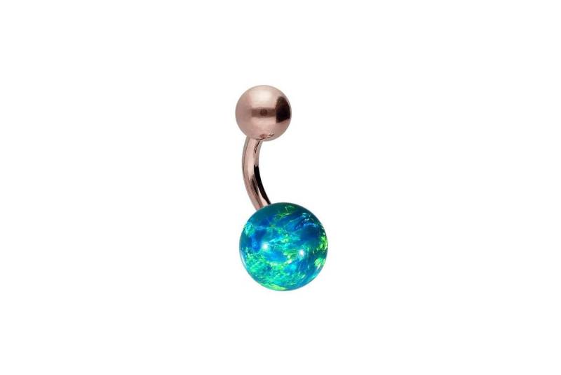 PIERCINGLINE Bauchnabelpiercing Chirurgenstahl Bananabell SYNTHETISCHER OPAL + CHIRURGENSTAHL-KUGEL (Bananabells, 1-tlg) von PIERCINGLINE