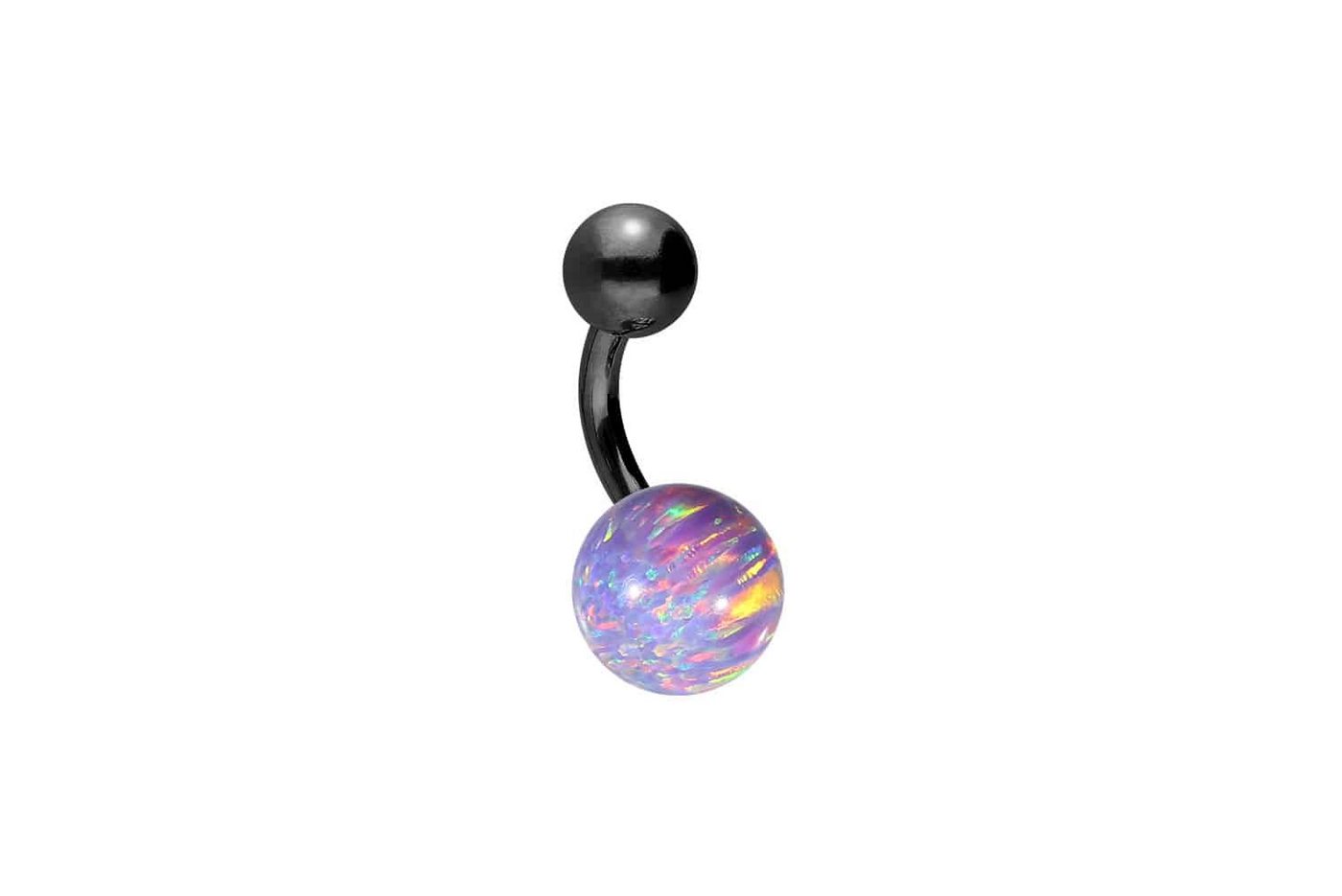 PIERCINGLINE Bauchnabelpiercing Chirurgenstahl Bananabell SYNTHETISCHER OPAL + CHIRURGENSTAHL-KUGEL (Bananabells / 1 Stk) von PIERCINGLINE