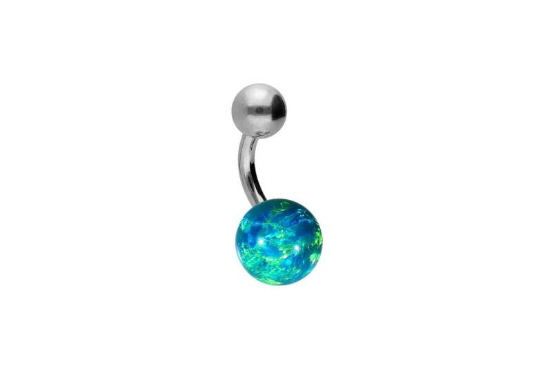 PIERCINGLINE Bauchnabelpiercing Chirurgenstahl Bananabell SYNTHETISCHER OPAL + CHIRURGENSTAHL-KUGEL (Bananabells, 1-tlg) von PIERCINGLINE