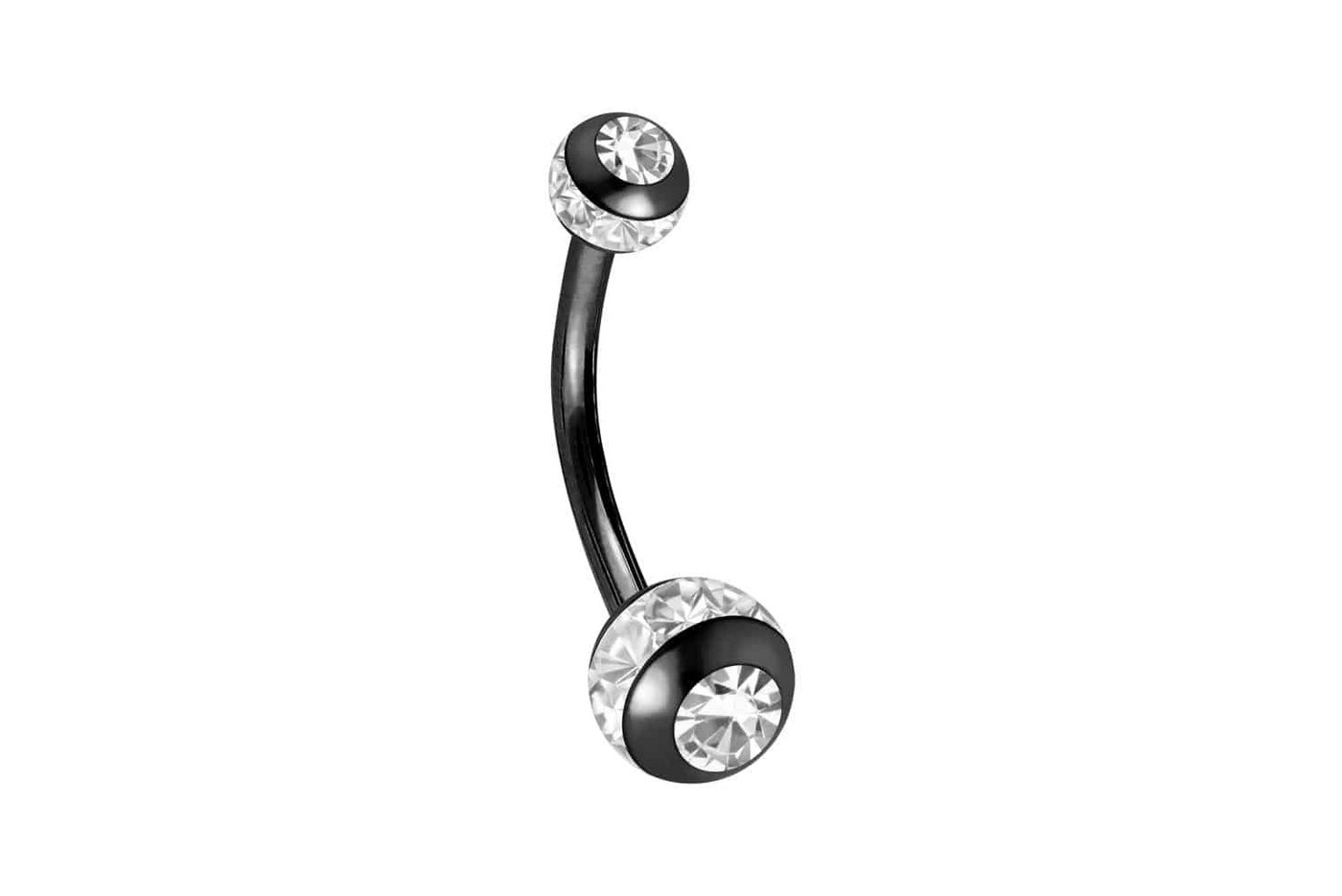 PIERCINGLINE Bauchnabelpiercing Chirurgenstahl Mini Bananabell EPOXY-RING-KUGELN + KRISTALLE (Bananabells / 1 Stk) von PIERCINGLINE