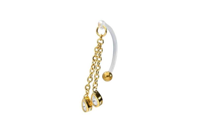 PIERCINGLINE Bauchnabelpiercing PMFK Bananabell mit Chirurgenstahl-Design KETTE + KRISTALLTROPFEN (Bananabells, 1-tlg) von PIERCINGLINE
