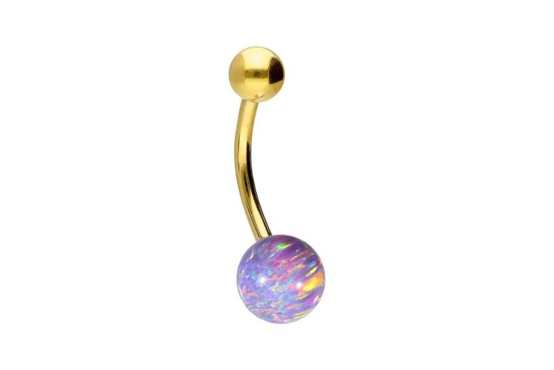PIERCINGLINE Bauchnabelpiercing Titan Bananabell SYNTHETISCHER OPAL + TITAN-KUGEL (Bananabells / 1 Stk) von PIERCINGLINE