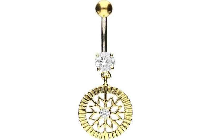 PIERCINGLINE Bauchnabelpiercing Titan Bananabell mit 925er Silber-Design STERN + KRISTALL (Bananabells, 1-tlg) von PIERCINGLINE
