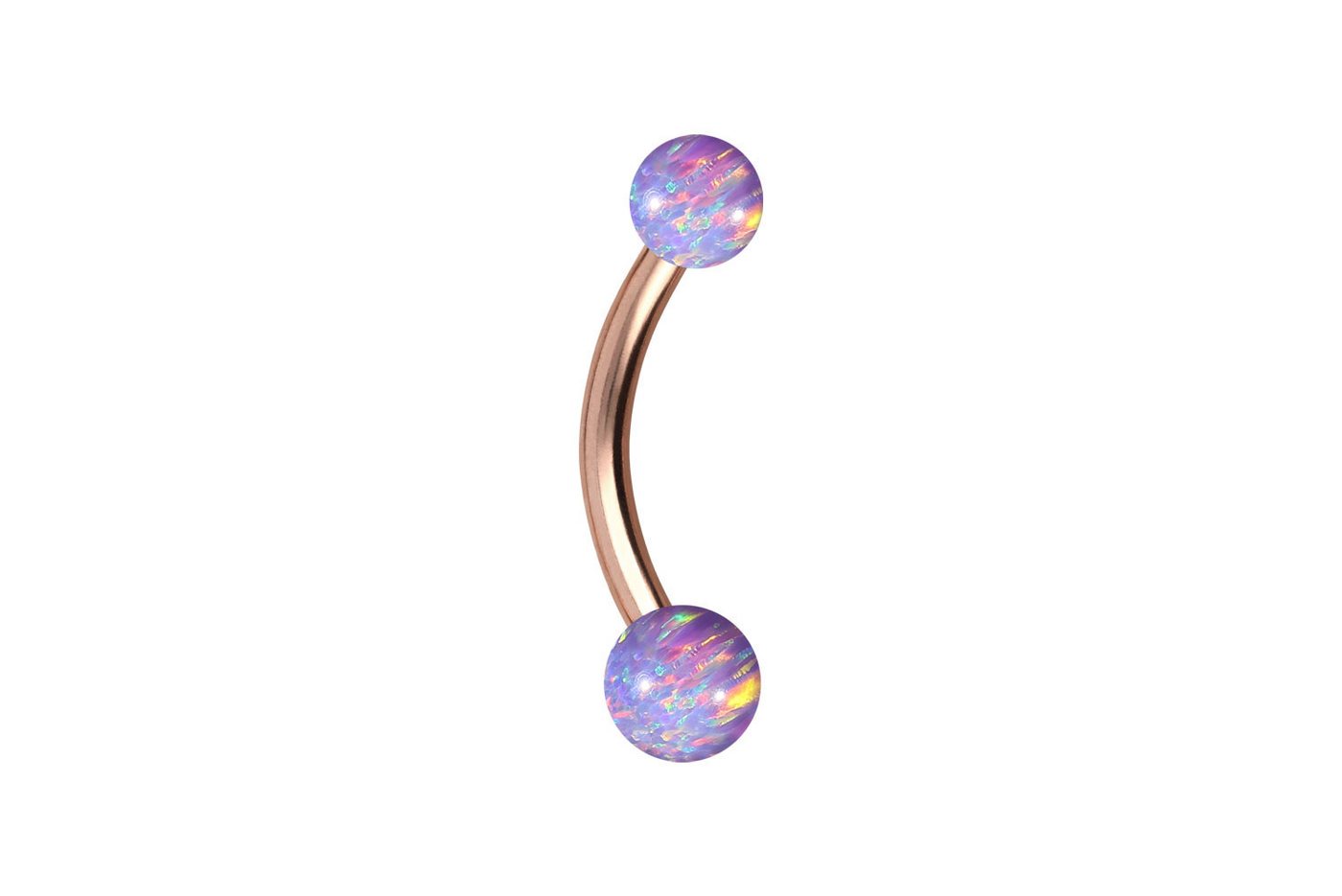 PIERCINGLINE Bauchnabelpiercing Titan Mini Bananabell SYNTHETISCHE OPALE (Bananabells / 1 Stk) von PIERCINGLINE