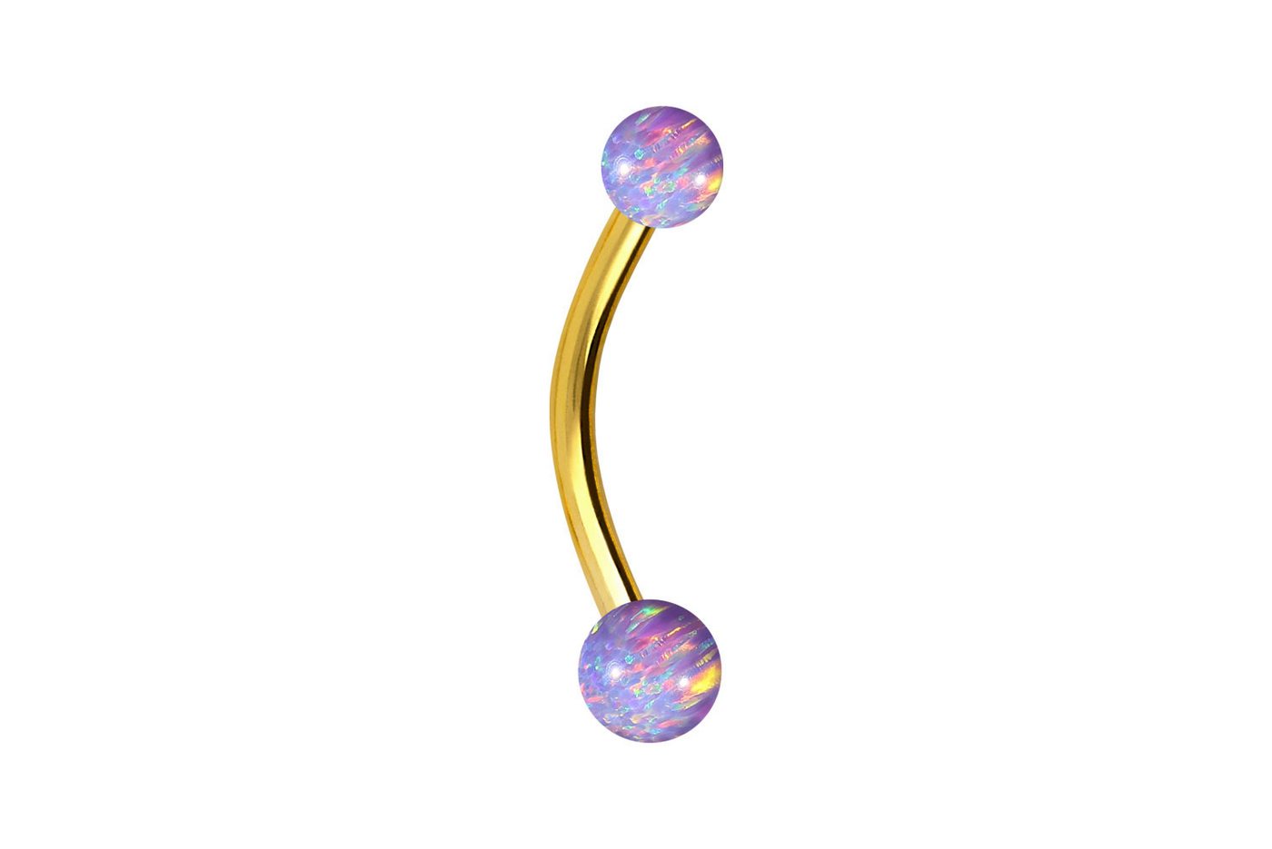 PIERCINGLINE Bauchnabelpiercing Titan Mini Bananabell SYNTHETISCHE OPALE (Bananabells / 1 Stk) von PIERCINGLINE