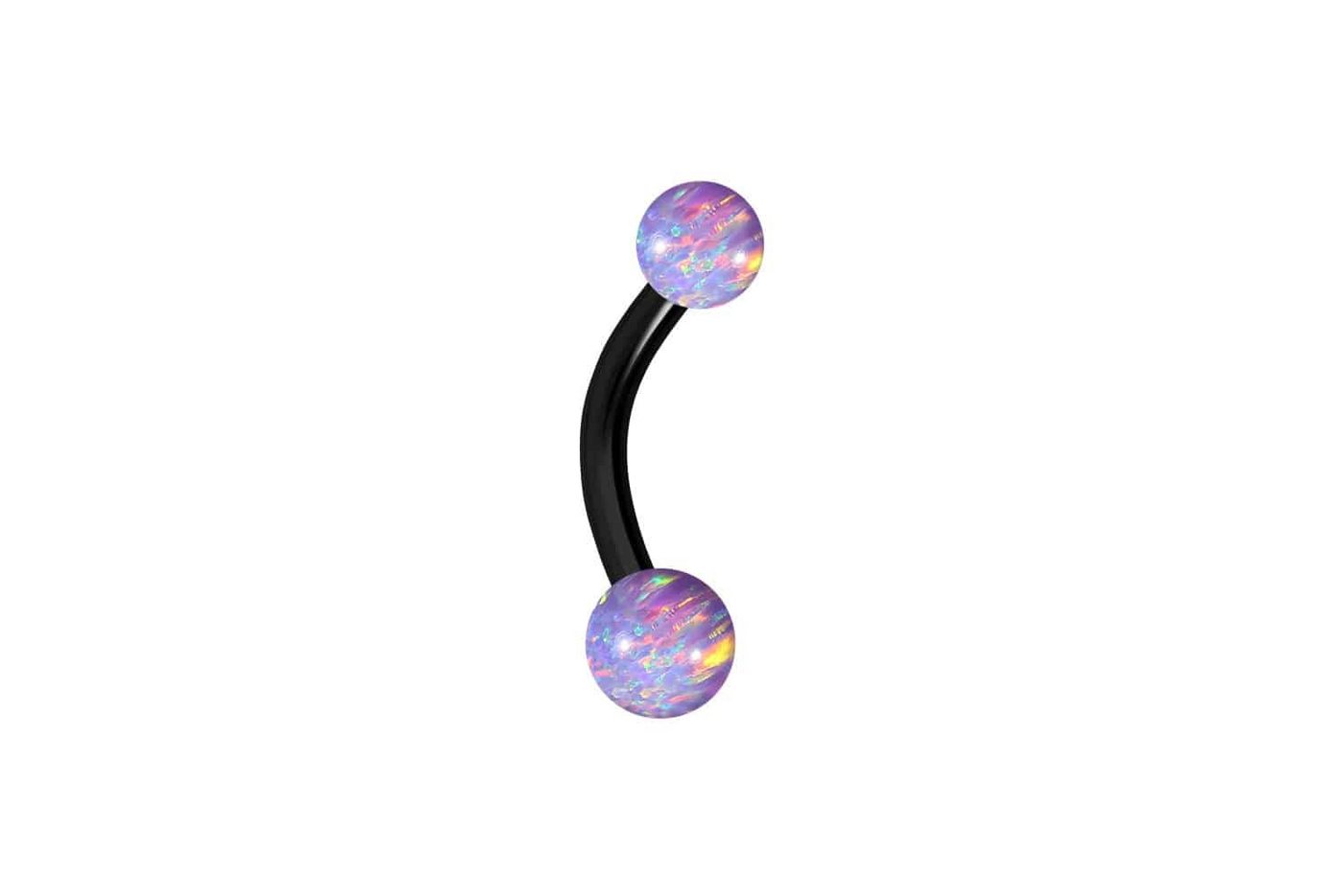 PIERCINGLINE Bauchnabelpiercing Titan Mini Bananabell SYNTHETISCHE OPALE (Bananabells / 1 Stk) von PIERCINGLINE