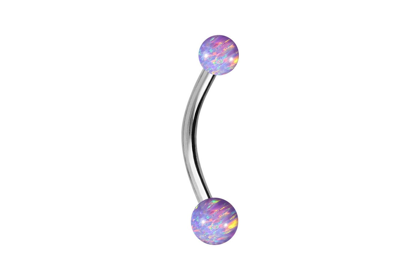 PIERCINGLINE Bauchnabelpiercing Titan Mini Bananabell SYNTHETISCHE OPALE (Bananabells / 1 Stk) von PIERCINGLINE