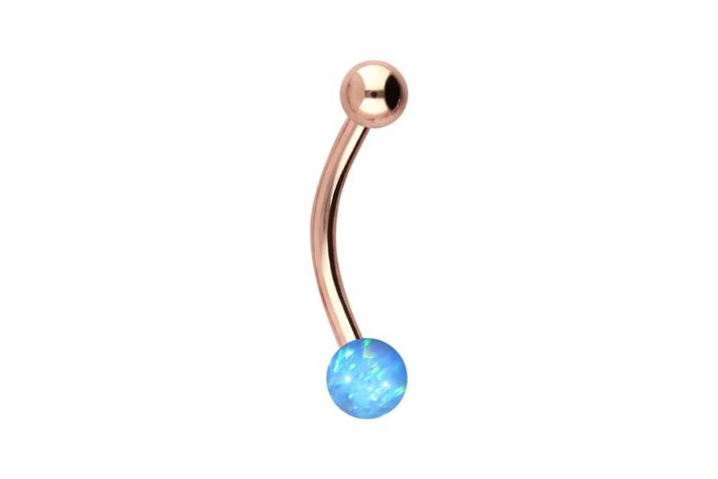 PIERCINGLINE Bauchnabelpiercing Titan Mini Bananabell SYNTHETISCHER OPAL + TITAN-KUGEL (Bananabells / 1 Stk) von PIERCINGLINE