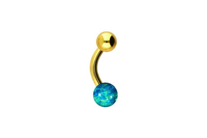 PIERCINGLINE Bauchnabelpiercing Titan Mini Bananabell SYNTHETISCHER OPAL + TITAN-KUGEL (Bananabells / 1 Stk) von PIERCINGLINE