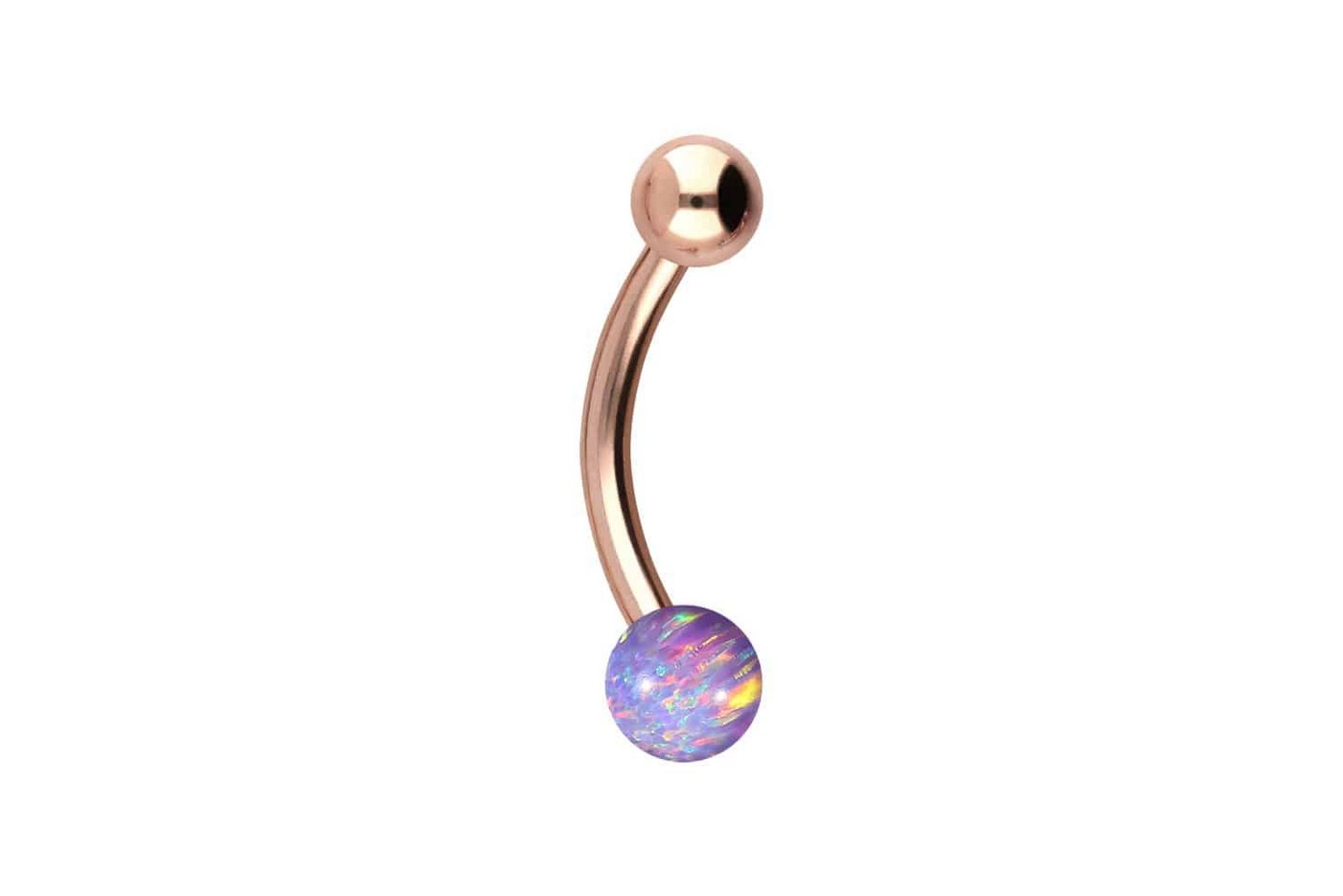 PIERCINGLINE Bauchnabelpiercing Titan Mini Bananabell SYNTHETISCHER OPAL + TITAN-KUGEL (Bananabells / 1 Stk) von PIERCINGLINE