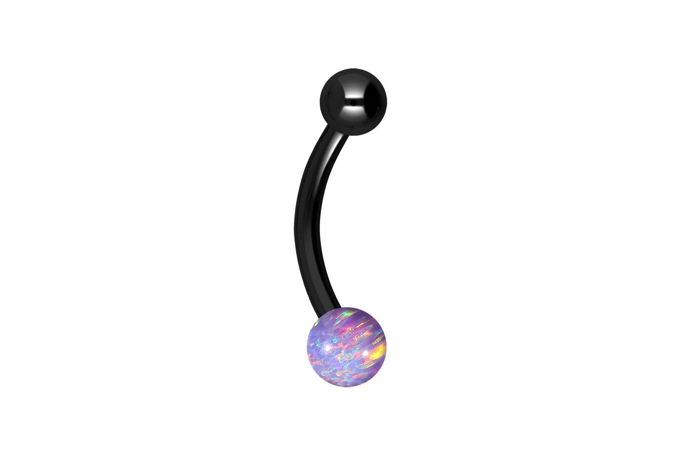 PIERCINGLINE Bauchnabelpiercing Titan Mini Bananabell SYNTHETISCHER OPAL + TITAN-KUGEL (Bananabells / 1 Stk) von PIERCINGLINE