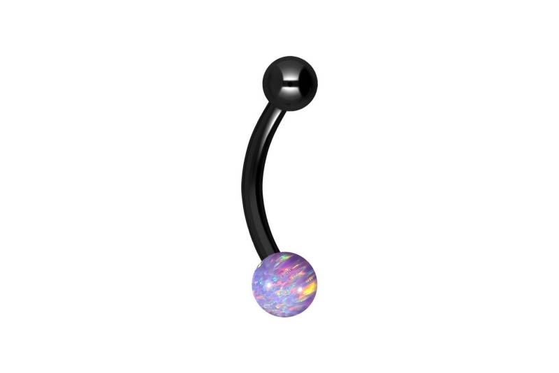 PIERCINGLINE Bauchnabelpiercing Titan Mini Bananabell SYNTHETISCHER OPAL + TITAN-KUGEL (Bananabells / 1 Stk) von PIERCINGLINE