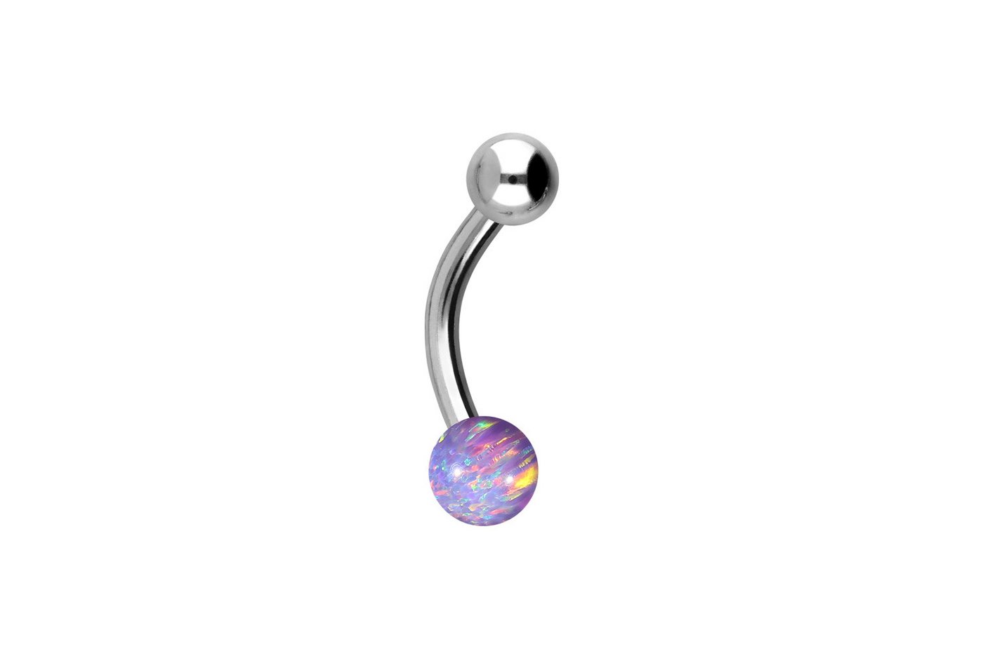 PIERCINGLINE Bauchnabelpiercing Titan Mini Bananabell SYNTHETISCHER OPAL + TITAN-KUGEL (Bananabells / 1 Stk) von PIERCINGLINE