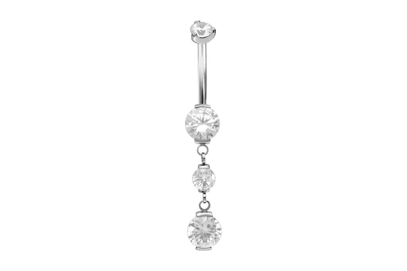 PIERCINGLINE Bauchnabelpiercing Titan Mini Bananabell mit Innengewinde 4 KRISTALLE (Bananabells, 1-tlg) von PIERCINGLINE