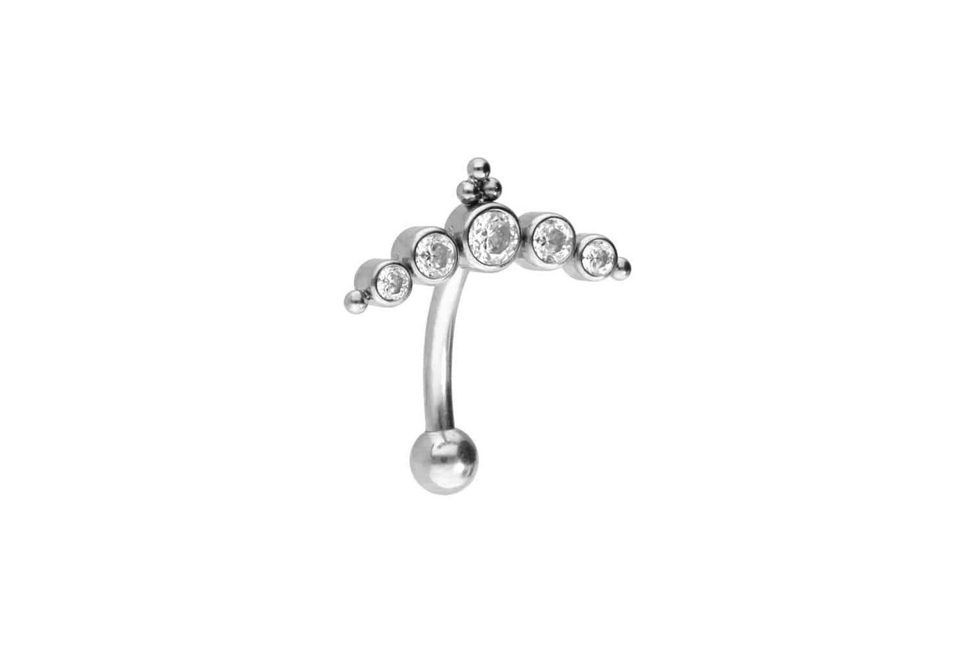 PIERCINGLINE Bauchnabelpiercing Titan Banane mit Push Fit 5 KRISTALLE + KUGELN (Bananen, 1-tlg) von PIERCINGLINE