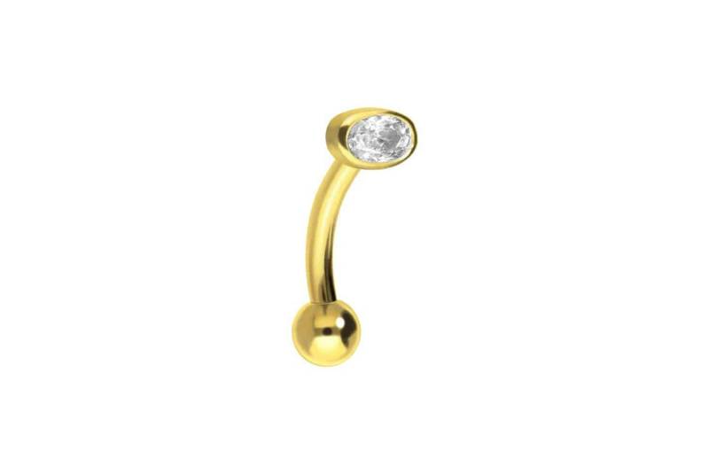 PIERCINGLINE Bauchnabelpiercing Titan Banane mit Push Fit EINGEFASSTER OVALER KRISTALL (Bananen, 1-tlg) von PIERCINGLINE