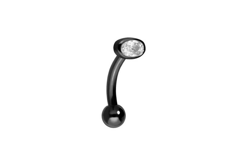 PIERCINGLINE Bauchnabelpiercing Titan Banane mit Push Fit EINGEFASSTER OVALER KRISTALL (Bananen, 1-tlg) von PIERCINGLINE