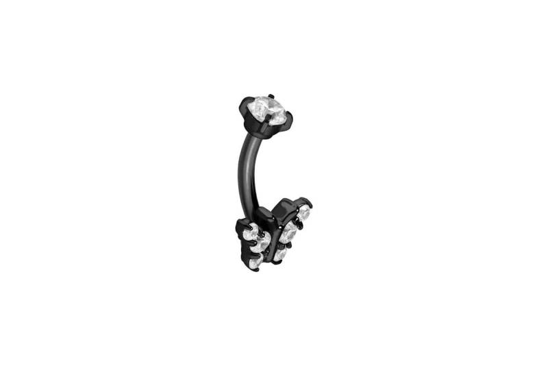 PIERCINGLINE Bauchnabelpiercing Titan Banane mit Push Fit KRISTALLSCHMETTERLING (Bananen, 1-tlg) von PIERCINGLINE