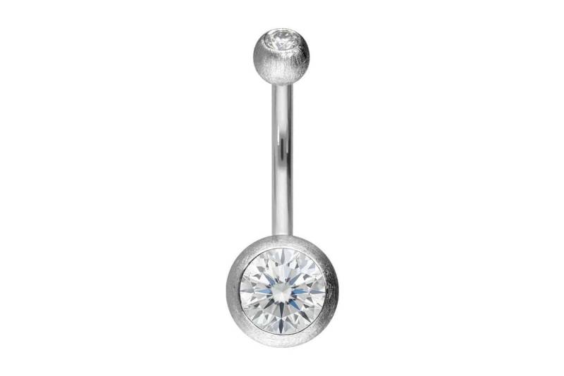 PIERCINGLINE Bauchnabelpiercing 18 Karat Gold Bananabell 2 MOISSANITE + DIAMANTOPTIK (Bananabells, 1-tlg) von PIERCINGLINE