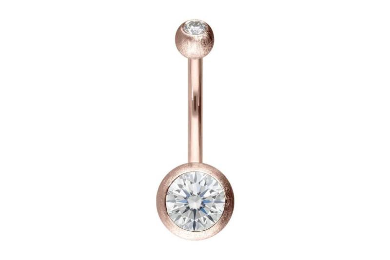PIERCINGLINE Bauchnabelpiercing 18 Karat Gold Bananabell 2 MOISSANITE + DIAMANTOPTIK (Bananabells, 1-tlg) von PIERCINGLINE