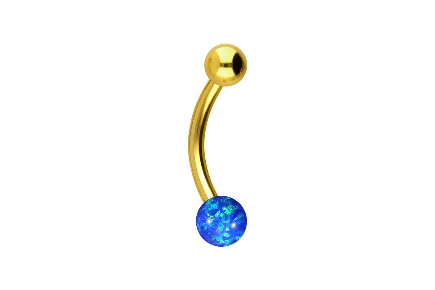 PIERCINGLINE Bauchnabelpiercing Chirurgenstahl Mini Bananabell SYNTHETISCHER OPAL + (Bananabells / 1 Stk) von PIERCINGLINE