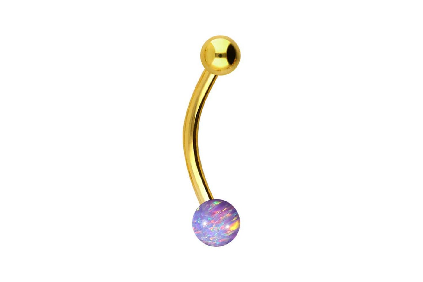 PIERCINGLINE Bauchnabelpiercing Chirurgenstahl Mini Bananabell SYNTHETISCHER OPAL + (Bananabells / 1 Stk) von PIERCINGLINE