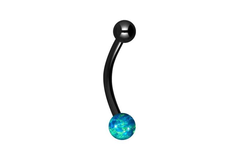 PIERCINGLINE Bauchnabelpiercing Chirurgenstahl Mini Bananabell SYNTHETISCHER OPAL + (Bananabells / 1 Stk) von PIERCINGLINE